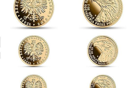 "Bielik – 100-lecie odzyskania przez Polskę niepodległości" – monety NBP o nominałach 50 zł, 100 zł i 500 zł