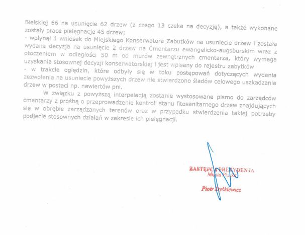 Odpowiedź na interpelację 