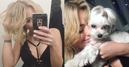 Honey z blond włosami pozuje w bieliźnie. Seksowna?