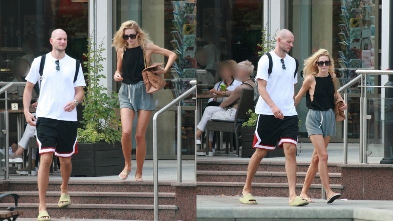 Bartosz Kurek w towarzystwie żony mknie hulajnogą po Sopocie i raczy się zimnym trunkiem