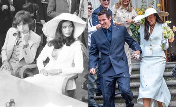 Ślubna garsonka Duy Lipy była inspirowana kostiumem Bianki Jagger sprzed 55 lat. Przebiła oryginał? (ZDJĘCIA)