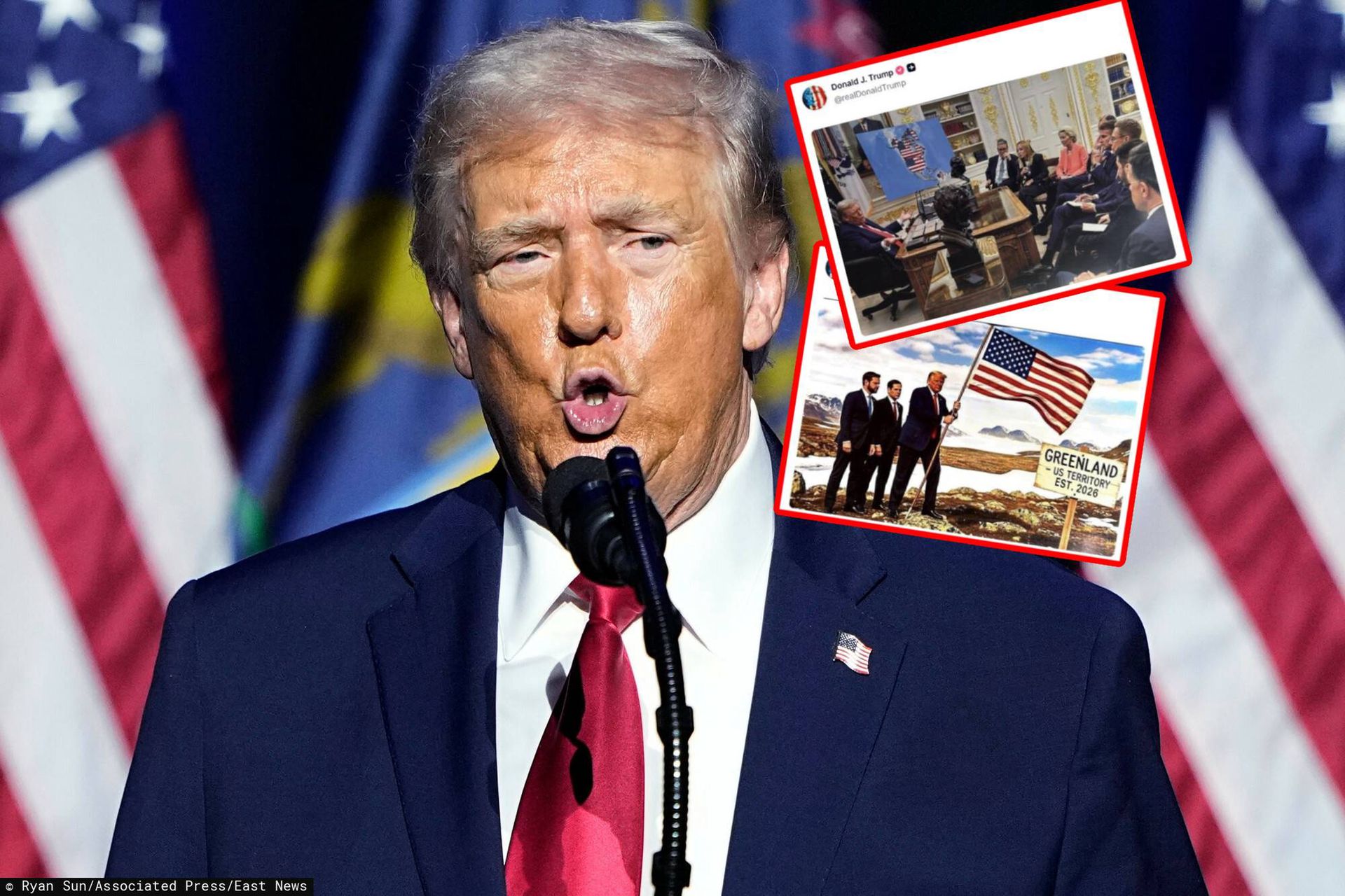 wiadomości,aktualności,WP Wiadomości Trump szydzi z Grenlandii i NATO. Opublikował dwie grafiki