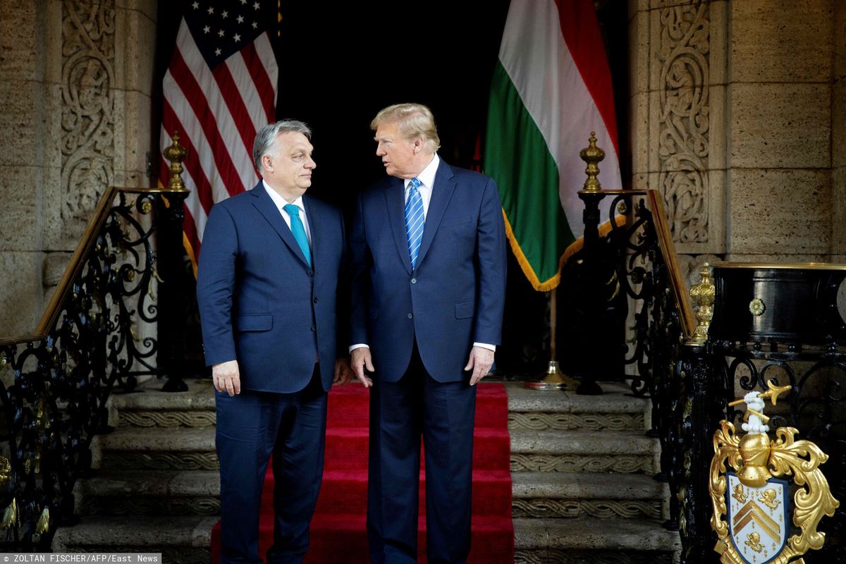 Victor Orban oraz Donald Trump podczas marcowego spotkania