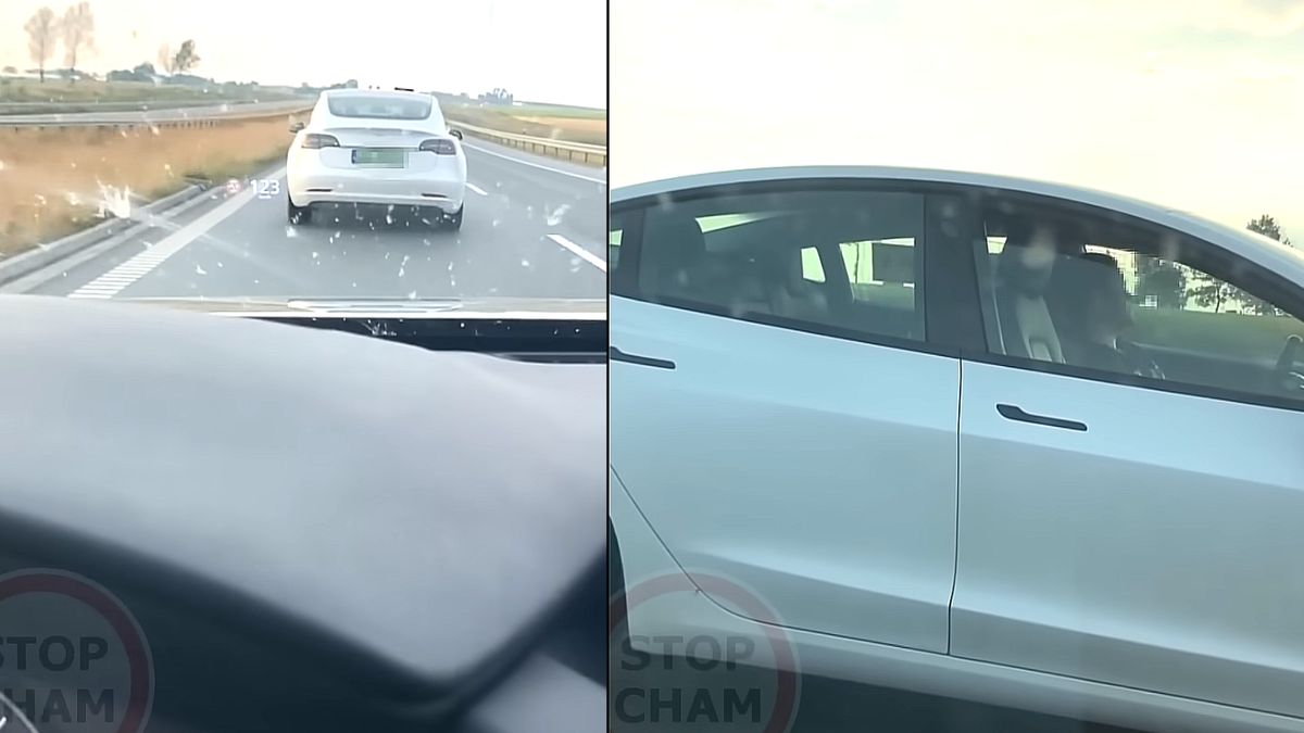 Kobieta zasnęła za kierownicą Tesli