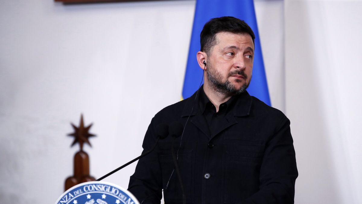 Ukrainian President Volodymyr Zelensky at Palazzo Chigi. Rome (Italy), April 15th, 2026 (Photo by Massimo Di Vita/Archivio Massimo Di Vita/Mondadori Portfolio via Getty Images)
