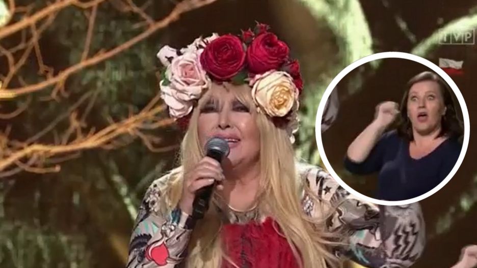 Maryla Rodowicz i tłumaczka języka migowego Kasia Głozak