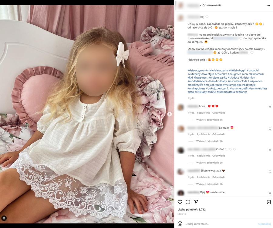 -latka traktowana jako słup reklamowy. Witamy na Instagramie