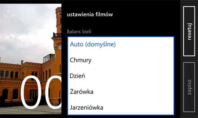 Nagrywanie filmów WP8