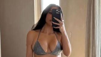 Kim Kardashian eksponuje wyrzeźbioną sylwetkę w bikini, chwaląc się figurą w kształcie klepsydry
