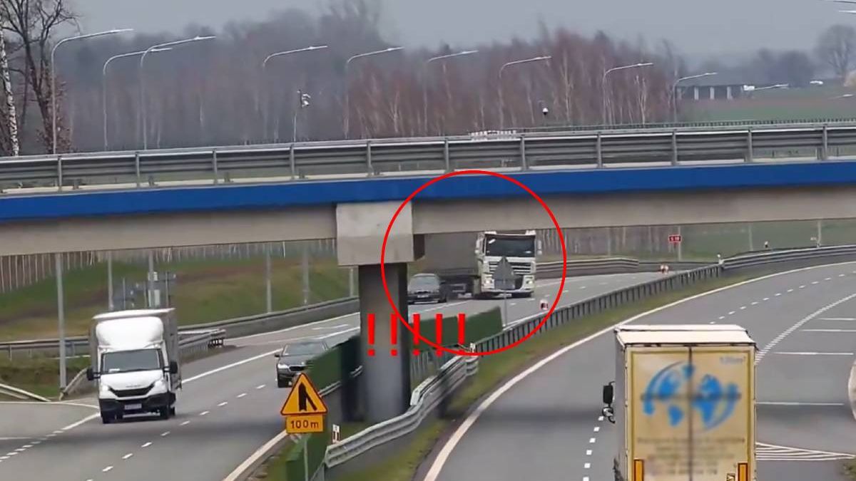 Kierowca ciężarowego Dafa w ostatnim momencie uniknął w stojące na S19 BMW