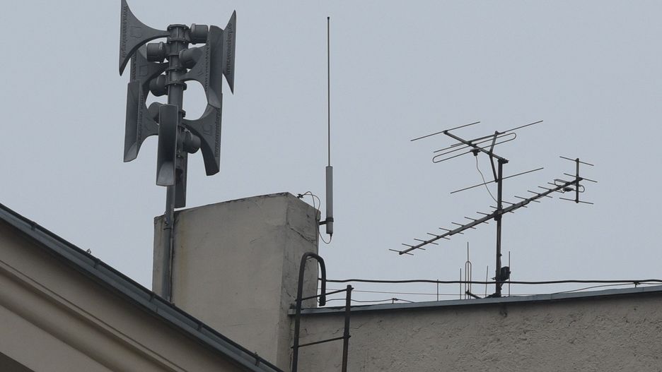 29.02.2016 LODZ TESTY I TRENING SYSTEMU ALARMOWANIA PRZY POMOCY SYREN ALARMOWYCH NZ. FOT. PAWEL LACHETA/ EXPRESS ILUSTROWANY