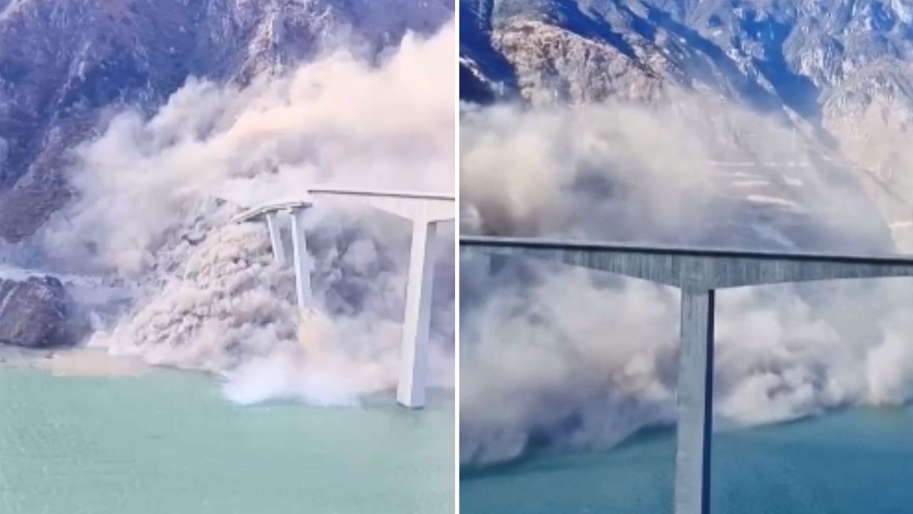 Nowy most runął do rzeki. Nagranie z Chin