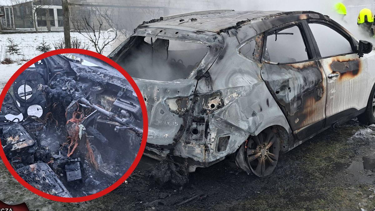 Hyundai spłonął całkowicie.