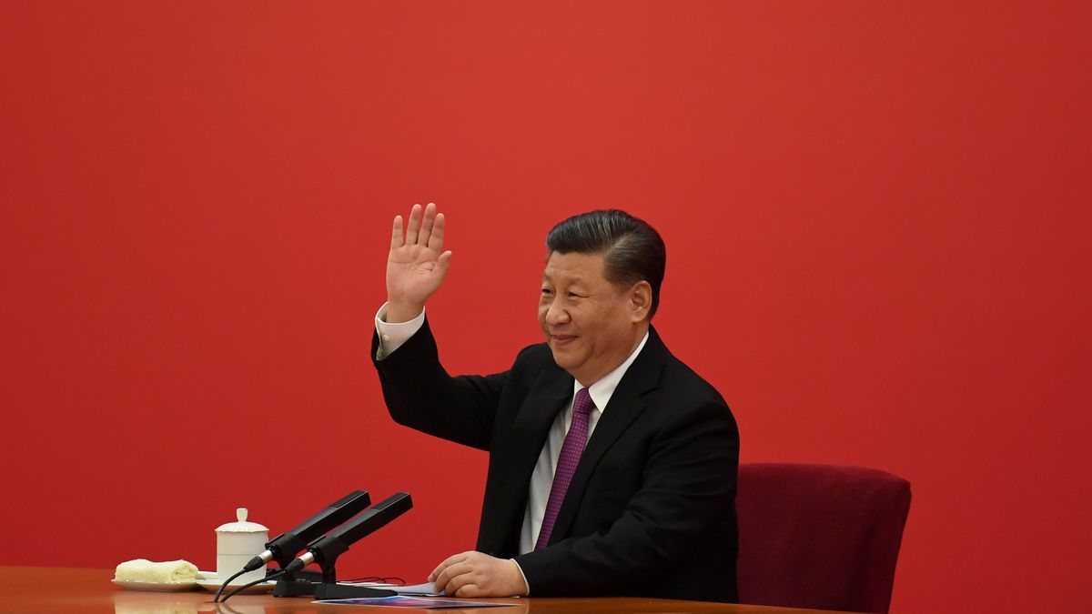 BEIJING, CHINA - DECEMBER 02: Chinese President Xi Jinping speaks with Russian President Vladimir Putin via a video link, from the Great Hall of the People on December 2, 2019 in Beijing, China. (Photo by Noel Celis - Pool/Getty Images)