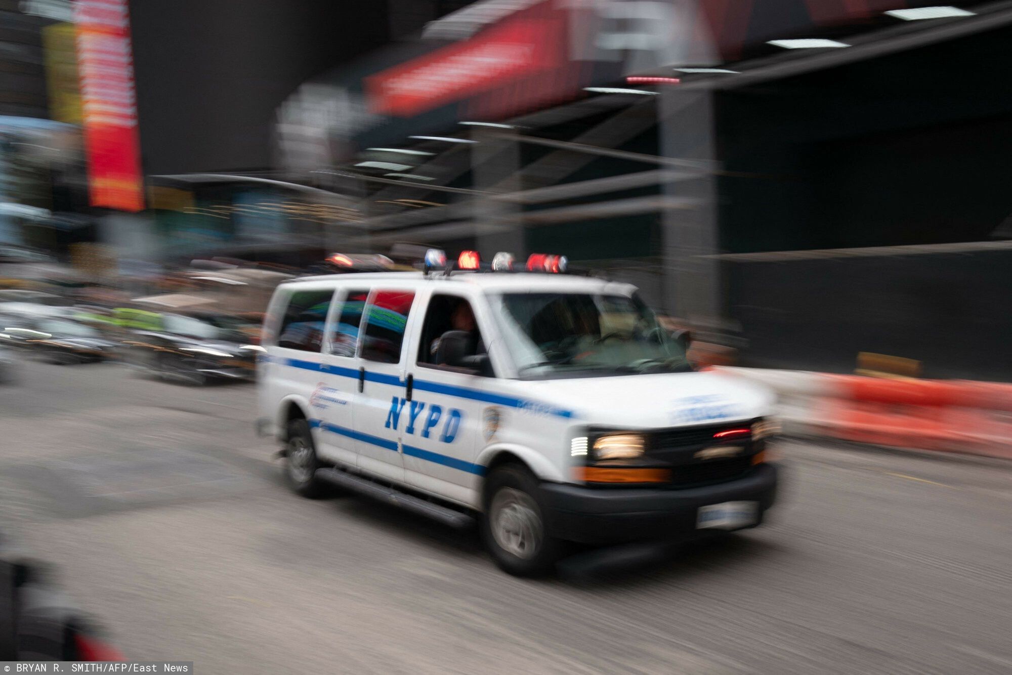TemporaryNew York Police Department (NYPD) officers patrol near Time Square on October 5, 2021 in New York. (Photo by Bryan R. Smith / AFP)BRYAN R. SMITH