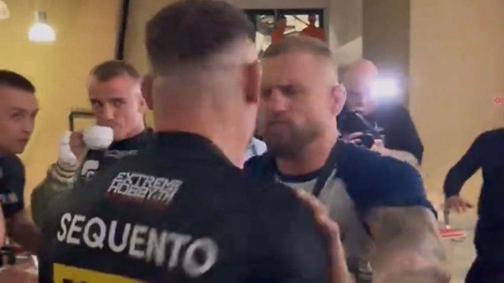 Na zdjęciu: zawodnicy, którzy pobili się na zapleczu Clout MMA