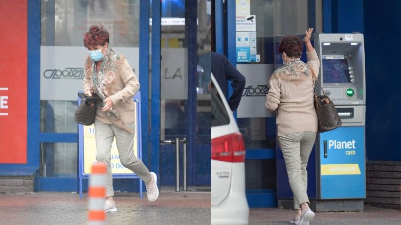 Nieustraszona Jolanta Kwaśniewska i jej torebka za 6 tysięcy wybiegają ze spożywczaka prosto w strugi deszczu (ZDJECIA)