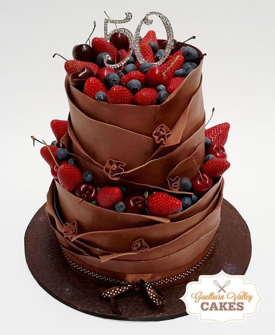 2 Tier Mud Cake with Modelling Choc wrap &amp; fresh berries