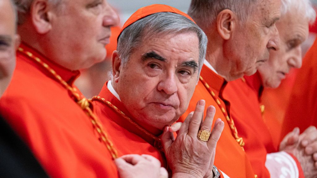 Pope Francis Presides Over Consistory For Creation Of New Cardinals
Cardinal Giovanni Angelo Becciu attends an Ordinary Public Consistory for the creation of new cardinals at St. Peter's Basilica in the Vatican on December 7, 2024. (Photo by Massimo Valicchia/NurPhoto via Getty Images)
NurPhoto
ecclesiastical, spiritual assembly, ecclesial, holy see, liturgical, cardinalate, ordinary public consistory, giovanni angelo becciu, papal, new cardinals, st peter's basilica, catholic church, massimo valicchia, sacred, religious leadership, nurphoto, episcopal., clerical gathering, rome, elevation, pontifical, cardinal, vatican city, church hierarchy, december 7
