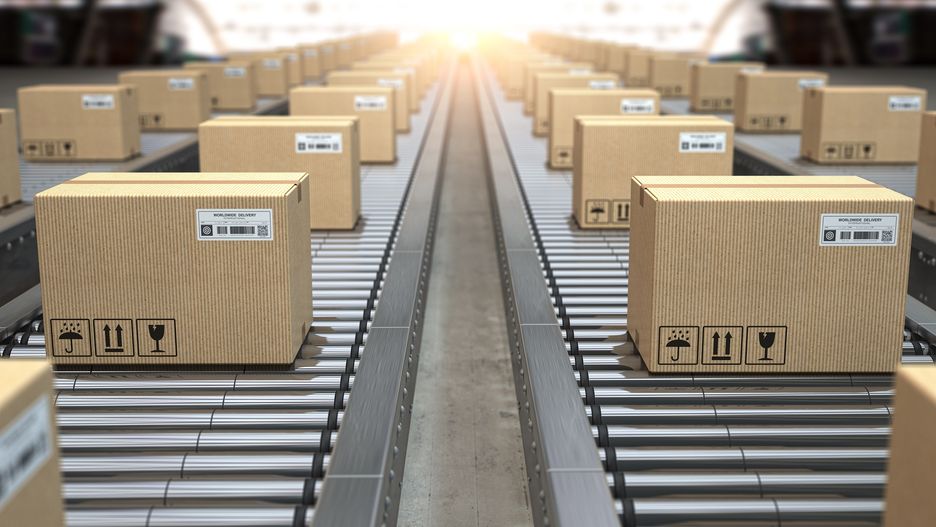 Box on conveyor roller.  Delivery service, distribution warehouse  and parcels transportation system. 3d illustration
box, distribution, cardboard, package, belt, conveyor, industry, parcel, packaging, transport, transportation, carton, freight, shipping, factory, brown, deliver, 3d, manufacturing, line, container, production, retail, delivery, product, goods, warehouse, moving, supply, cargo, shipment, storage, business, send, merchandise, row, stock, manufacture, closed, mail, post, transfer, concept, e-commerce, wholesale, export, order, machinery, illustration, industrial