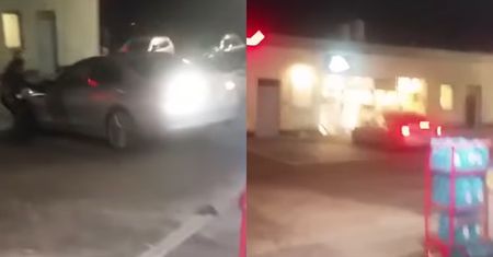 Potworna demolka na stacji benzynowej! Był potężny huk i strzały [WIDEO]