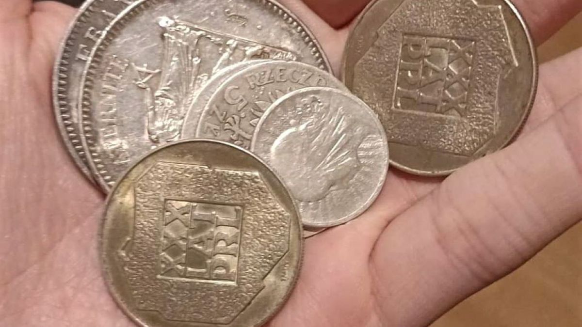 Monety widoczne na zdjęciu są łącznie warte około 450 zł 