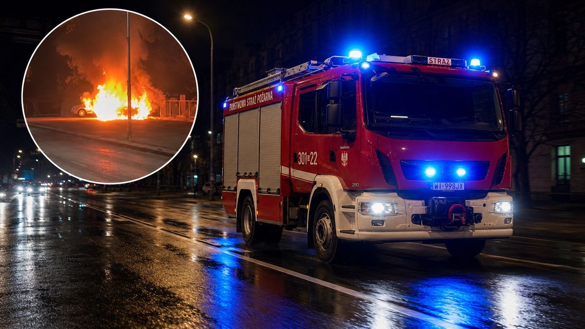 Pożar samochodu przy ulicy Płockiej we Włocławku