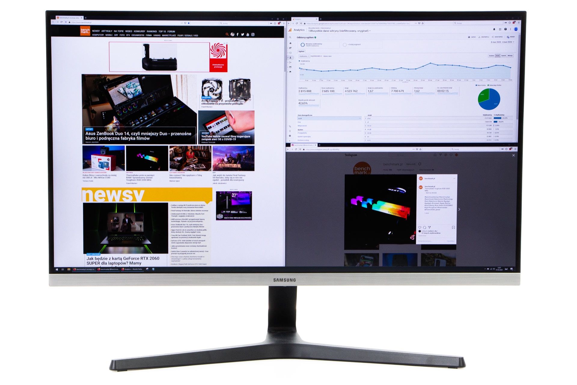 Monitor UHD Samsung U28R550 od przodu