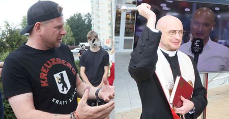 Filip Chajzer ściągnął KSIĘDZA na otwarcie budki z kebabem. Duchowny poświęcił przybytek i dostał porcję na wynos (ZDJĘCIA)
