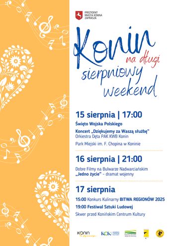 Konin: Długi sierpniowy weekend pełen atrakcji. Koncert, film i dobra kuchnia