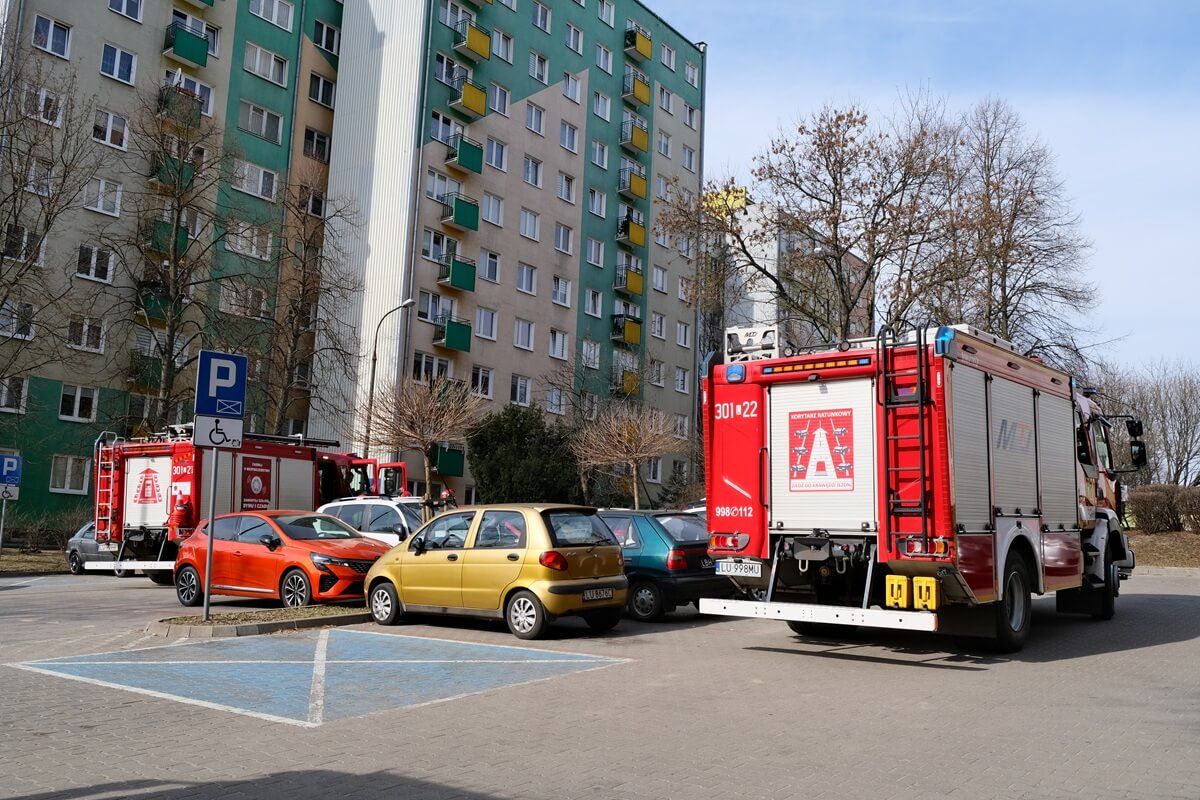 Interwencja straży pożarnej przy ul. Tumidajskiego w Lublinie