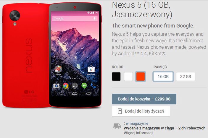 Nexus 5 w Google Play
