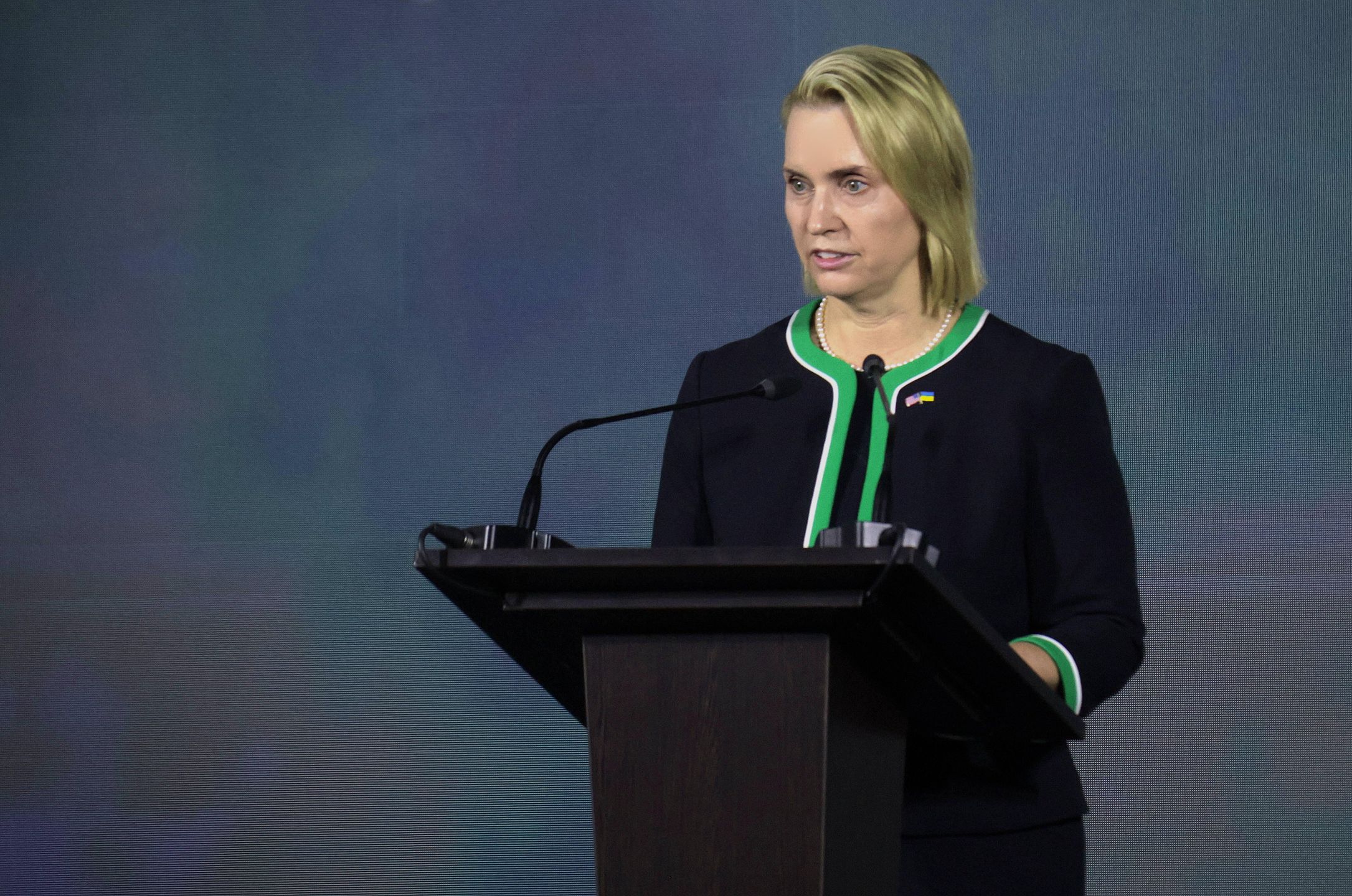 Demine Ukraine Forum 2.0 in Kyiv
KYIV, UKRAINE - DECEMBER 2, 2024 - Ambassador Extraordinary and Plenipotentiary of the United States of America to Ukraine Bridget Brink delivers a speech during the opening of the Demine Ukraine Forum 2.0 in Kyiv, capital of Ukraine. 
Dostawca: PAP/UKRINFORM
Eugen Kotenko
Demine Ukraine Forum 2.0 in Kyiv