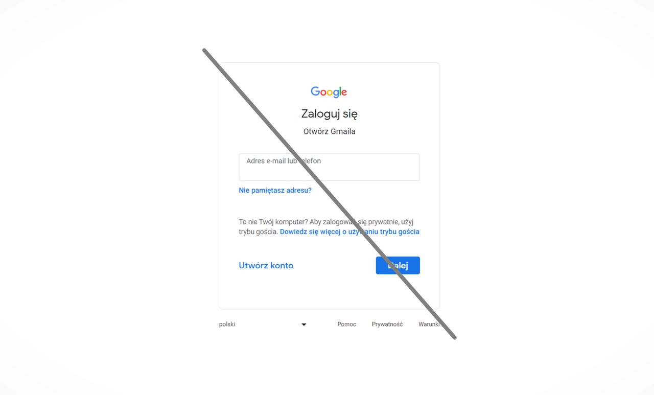 Dotychczasowy ekran logowania Google