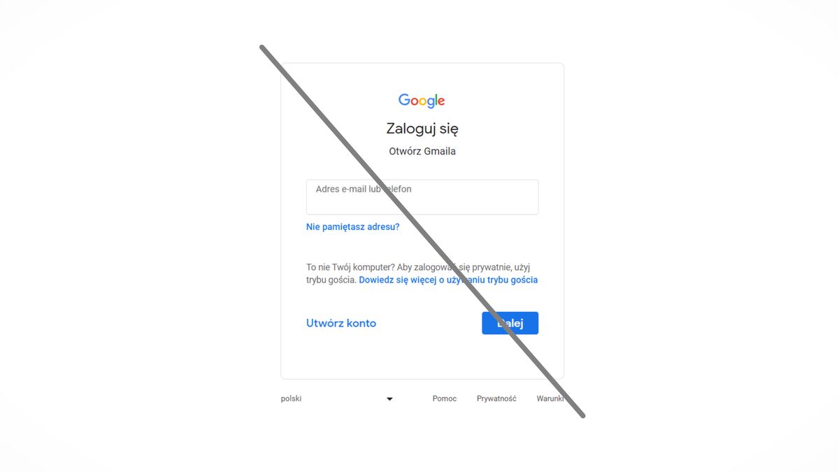 Dotychczasowy ekran logowania Google