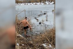 Wskoczył do zamarzniętej rzeki, by ratować psa. Nagranie heroicznej akcji na Ukrainie