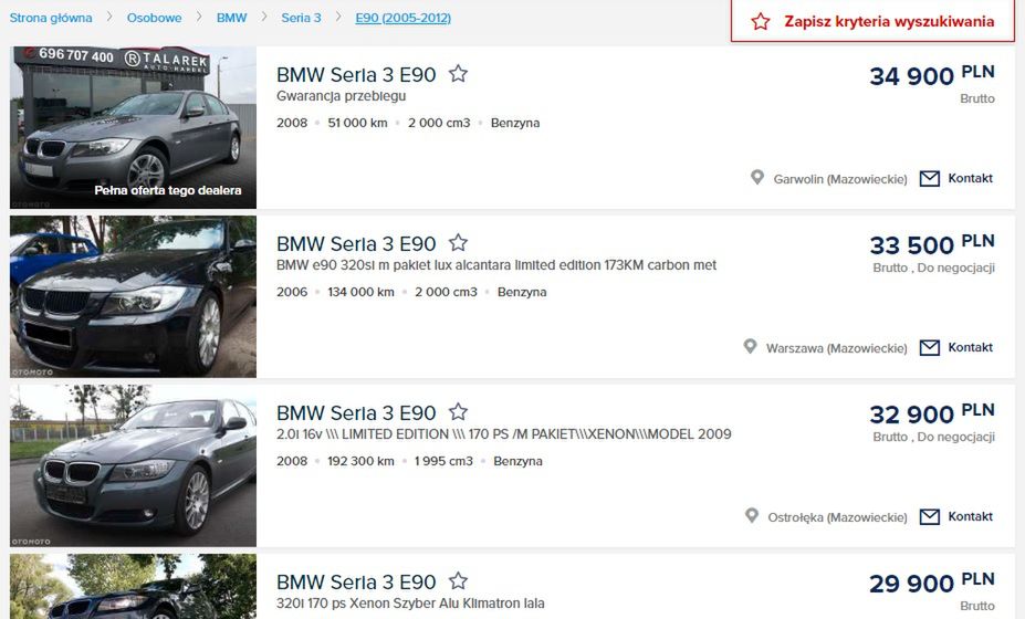Jak widać, ceny rynkowe 320si nie odbiegają od zwykłych 320i.