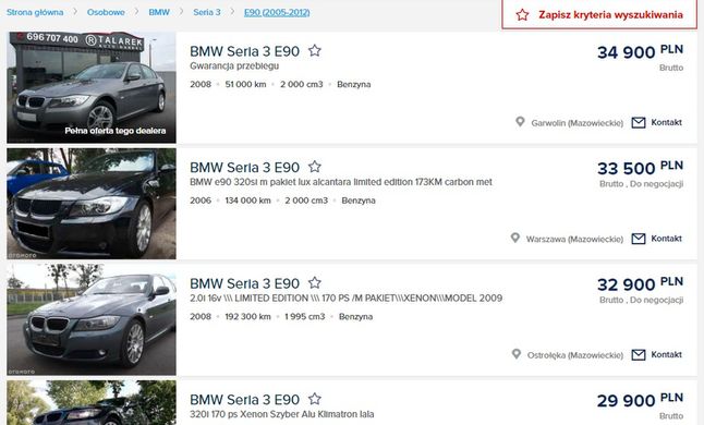 Jak widać, ceny rynkowe 320si nie odbiegają od zwykłych 320i.