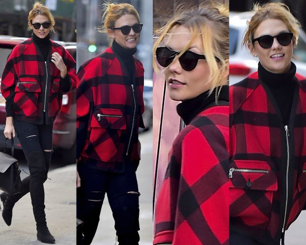 #TRENDY: Karlie Kloss w kurtce w kratę