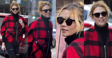 #TRENDY: Karlie Kloss w kurtce w kratę