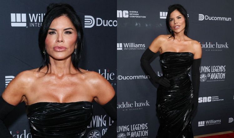 Lauren Sanchez STROI MINY na Gali Żywych Legend Lotnictwa w sukni do ziemi i z pierścionkiem za 2 MILIONY DOLARÓW (ZDJĘCIA)