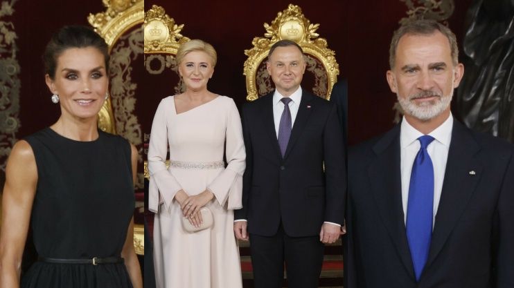 Andrzej i Agata Dudowie  na obiedzie i króla i królowej Hiszpanii 