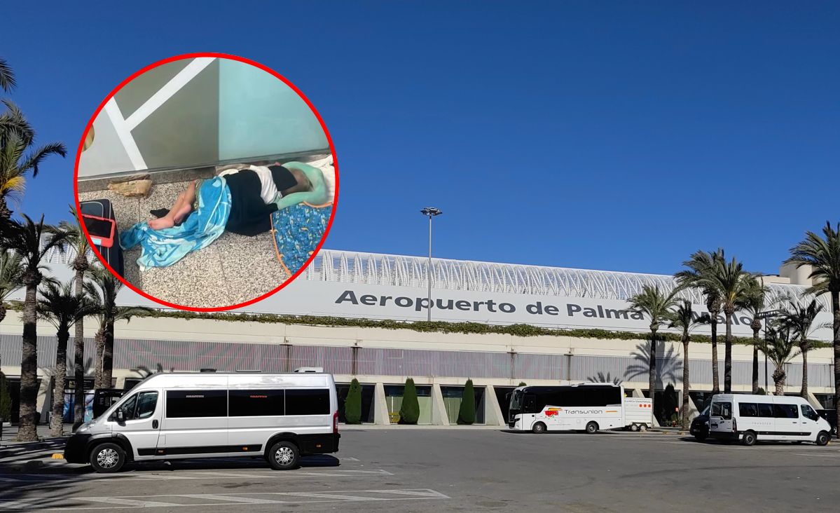 The family got stuck at the airport in Majorca.