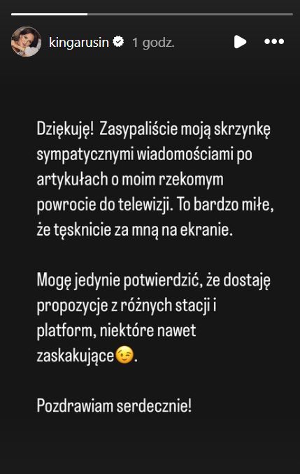 Kinga Rusin wróci do telewizji?