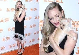 Troskliwa Amanda Seyfried przytula pieska