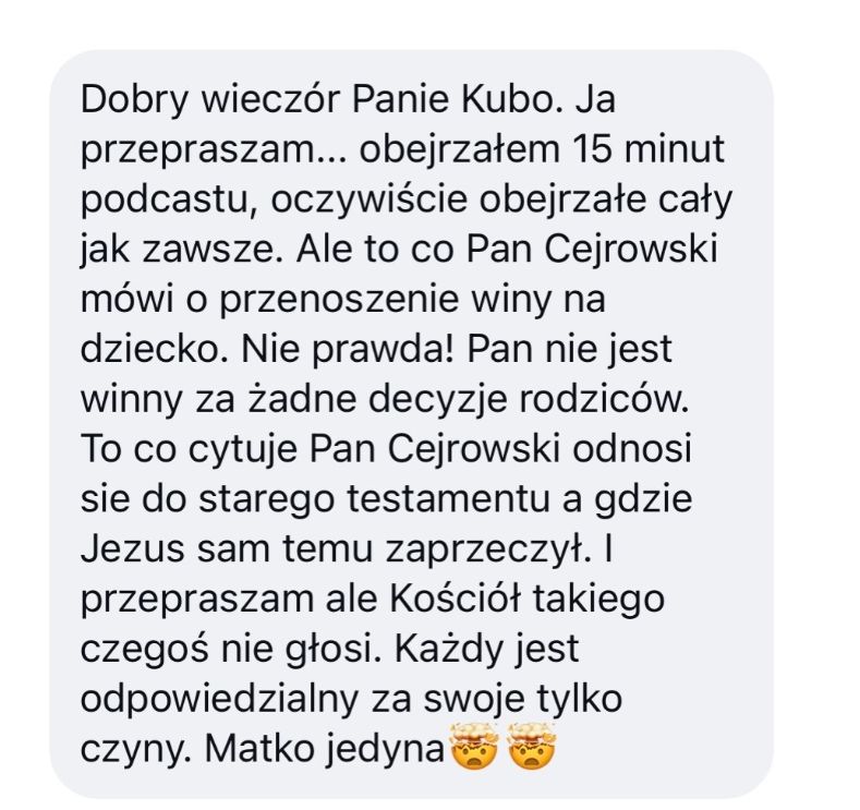 Kuba Wojewódzki pokazał wiadomość od internauty