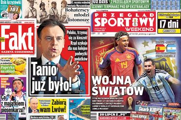 Pierwsze strony "Faktu" i "Przeglądu Sportowego"
