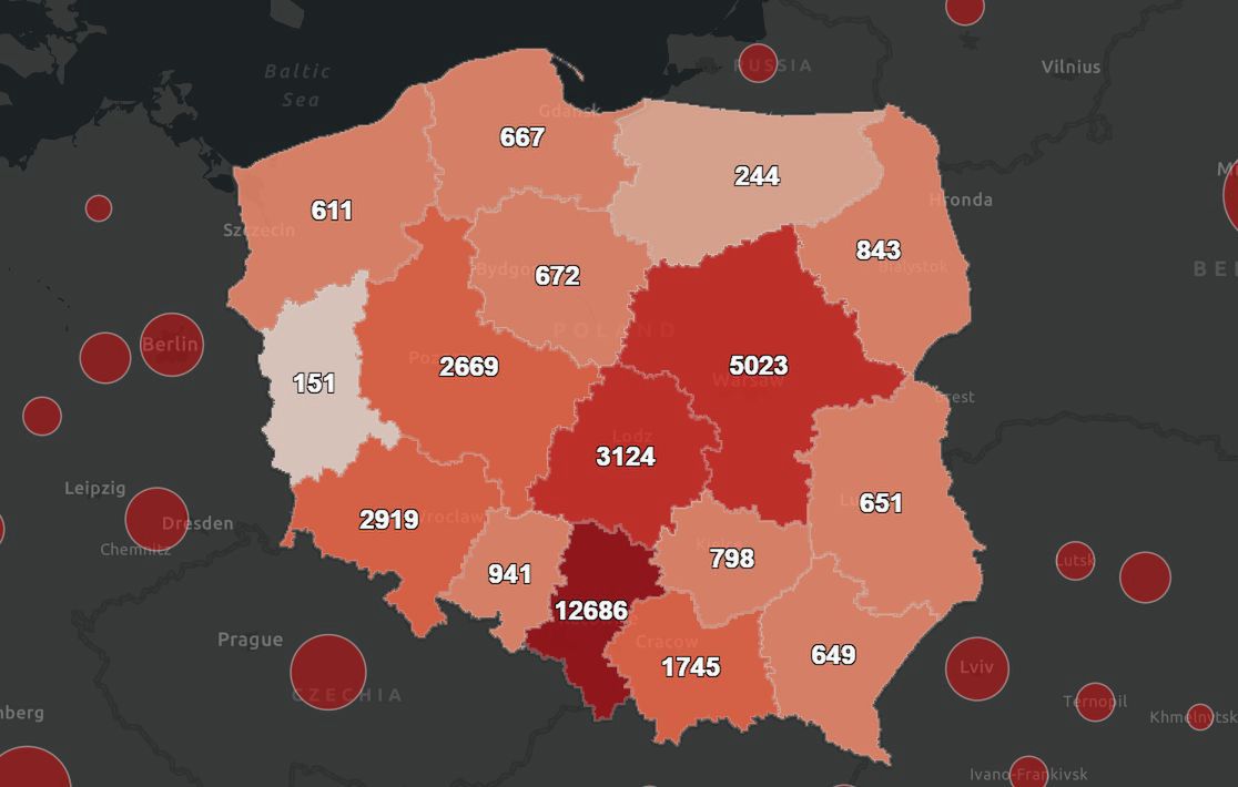 Ponad 100 dni epidemii. Mapa zachorowań w Polsce