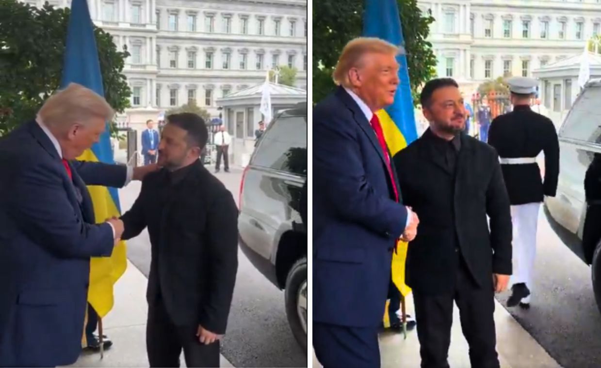 Zełenski przyjechał do Białego Domu. Trump przywitał go przed wejściem