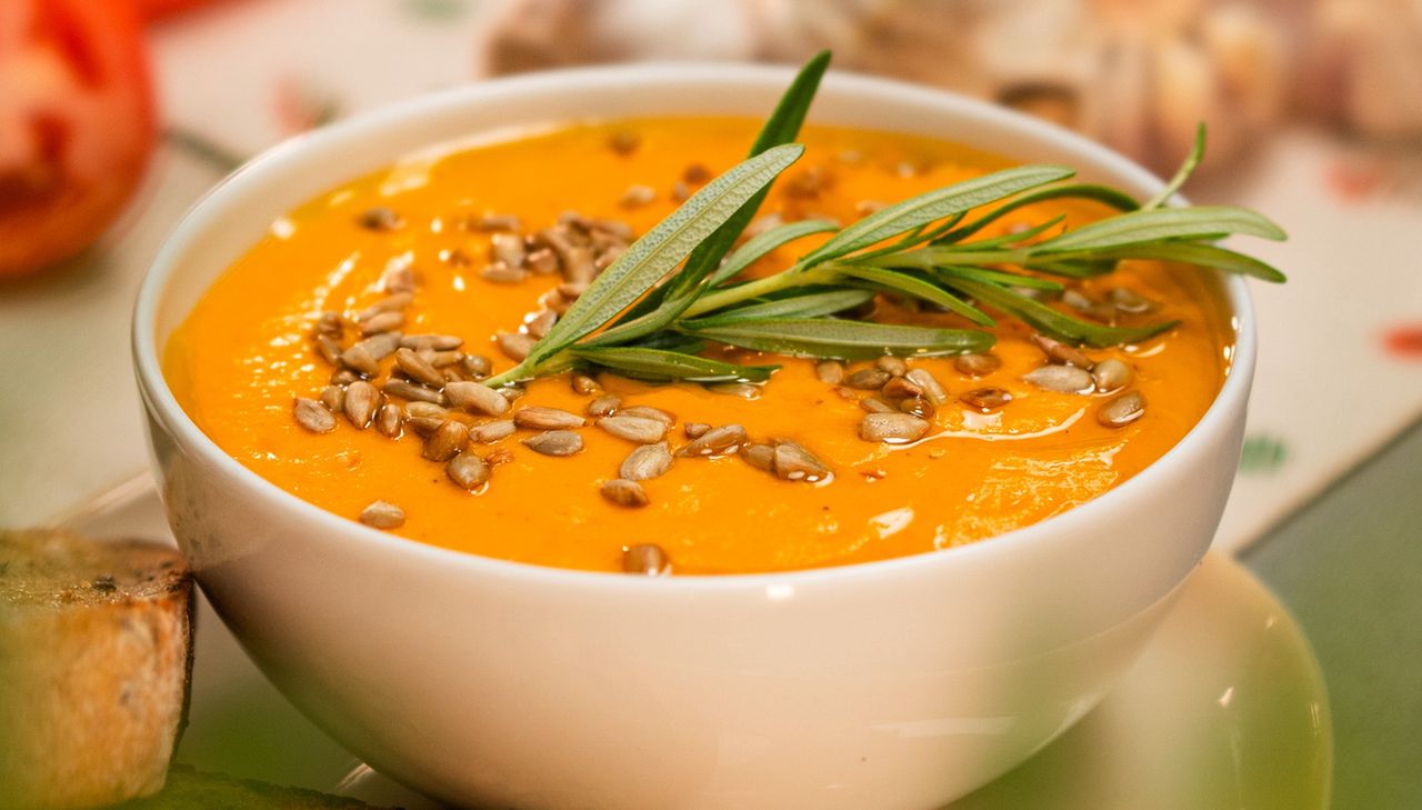 Roasted pumpkin and feta soup